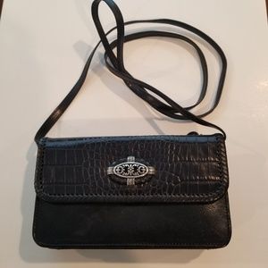 Brighton Black Leather Crossbody Wallet